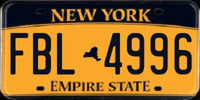 NY license plate FBL4996