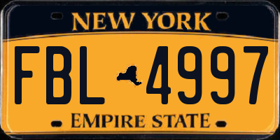 NY license plate FBL4997