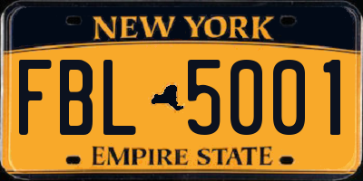 NY license plate FBL5001