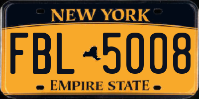 NY license plate FBL5008