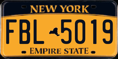 NY license plate FBL5019