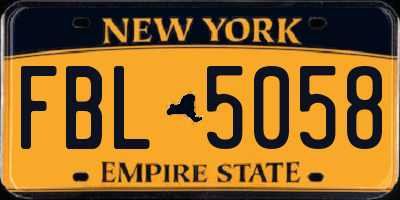 NY license plate FBL5058