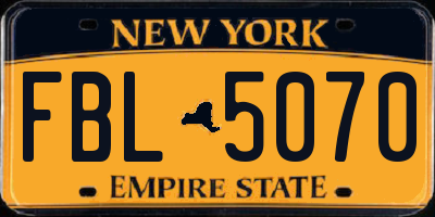NY license plate FBL5070