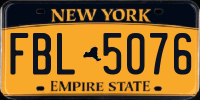 NY license plate FBL5076