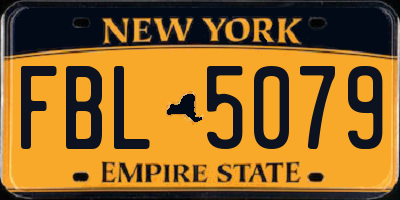 NY license plate FBL5079