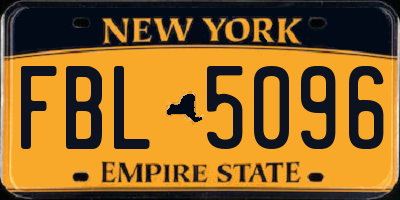 NY license plate FBL5096