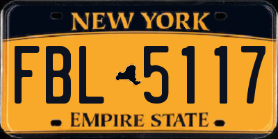 NY license plate FBL5117