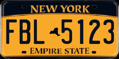 NY license plate FBL5123
