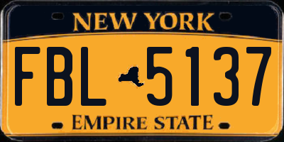 NY license plate FBL5137