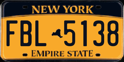 NY license plate FBL5138