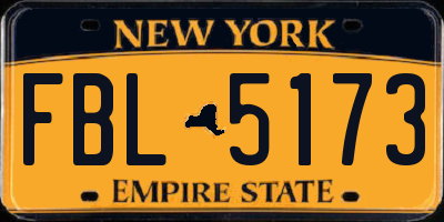NY license plate FBL5173