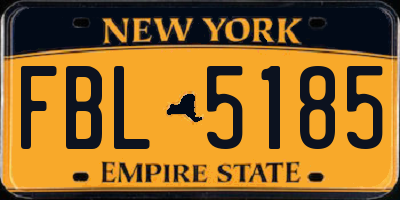 NY license plate FBL5185