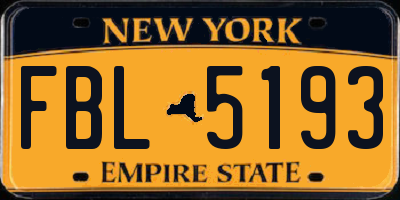 NY license plate FBL5193