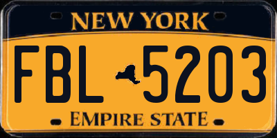 NY license plate FBL5203
