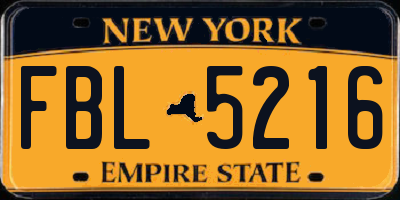 NY license plate FBL5216