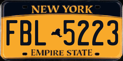 NY license plate FBL5223
