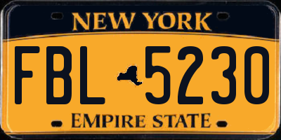 NY license plate FBL5230