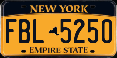 NY license plate FBL5250