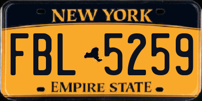 NY license plate FBL5259