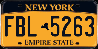 NY license plate FBL5263