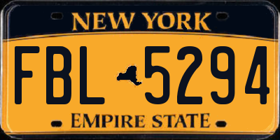 NY license plate FBL5294