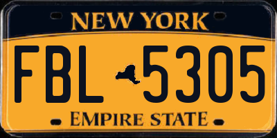 NY license plate FBL5305