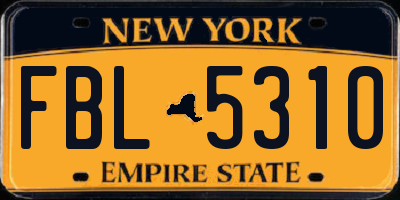 NY license plate FBL5310