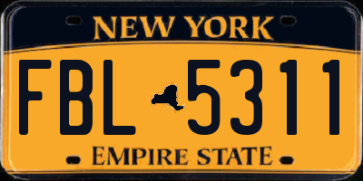 NY license plate FBL5311