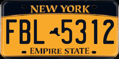 NY license plate FBL5312