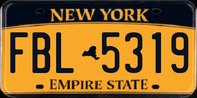 NY license plate FBL5319