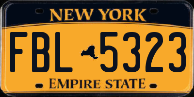 NY license plate FBL5323