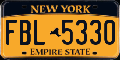 NY license plate FBL5330