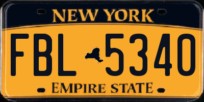 NY license plate FBL5340