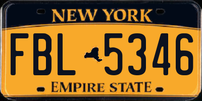 NY license plate FBL5346
