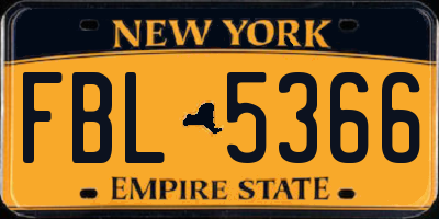 NY license plate FBL5366