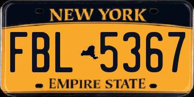NY license plate FBL5367