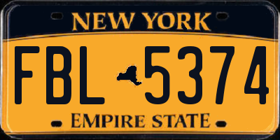 NY license plate FBL5374