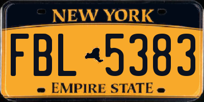 NY license plate FBL5383