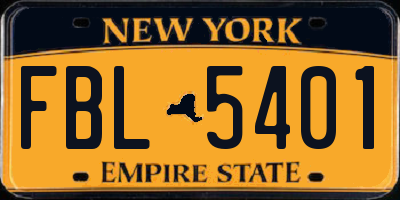 NY license plate FBL5401