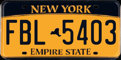 NY license plate FBL5403