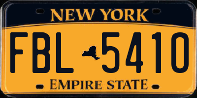 NY license plate FBL5410