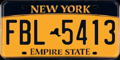 NY license plate FBL5413