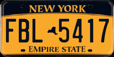 NY license plate FBL5417