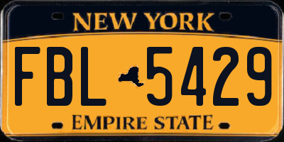 NY license plate FBL5429