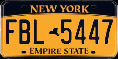NY license plate FBL5447