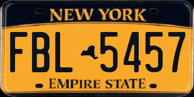 NY license plate FBL5457