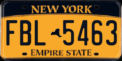 NY license plate FBL5463