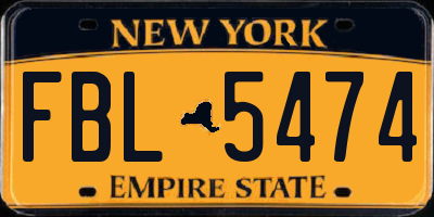 NY license plate FBL5474