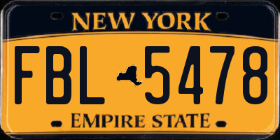 NY license plate FBL5478