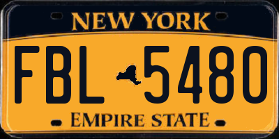 NY license plate FBL5480